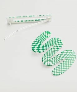 Mango Hairclip 2 Set Green -Mango Jewellery Wallets Belts For Women Sales unnamed file 841