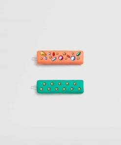 Mango 2 Pack Faux Fur Hairclip Orange