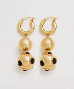Mango Metallic Ball Earrings Gold