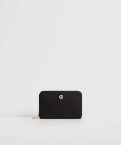 Mango Saffiano-effect Wallet Black