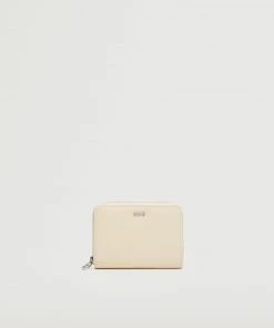 Mango Saffiano-effect Wallet Ecru