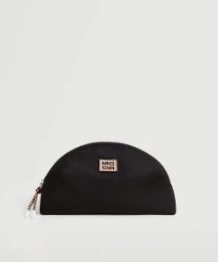 Mango Zipped Toiletry Bag With Logo Black