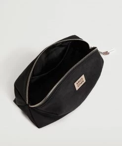 Mango Zipped Toiletry Bag With Logo Black -Mango Jewellery Wallets Belts For Women Sales unnamed file 989