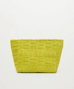 Mango Textured Cotton Cosmetic Bag Lime